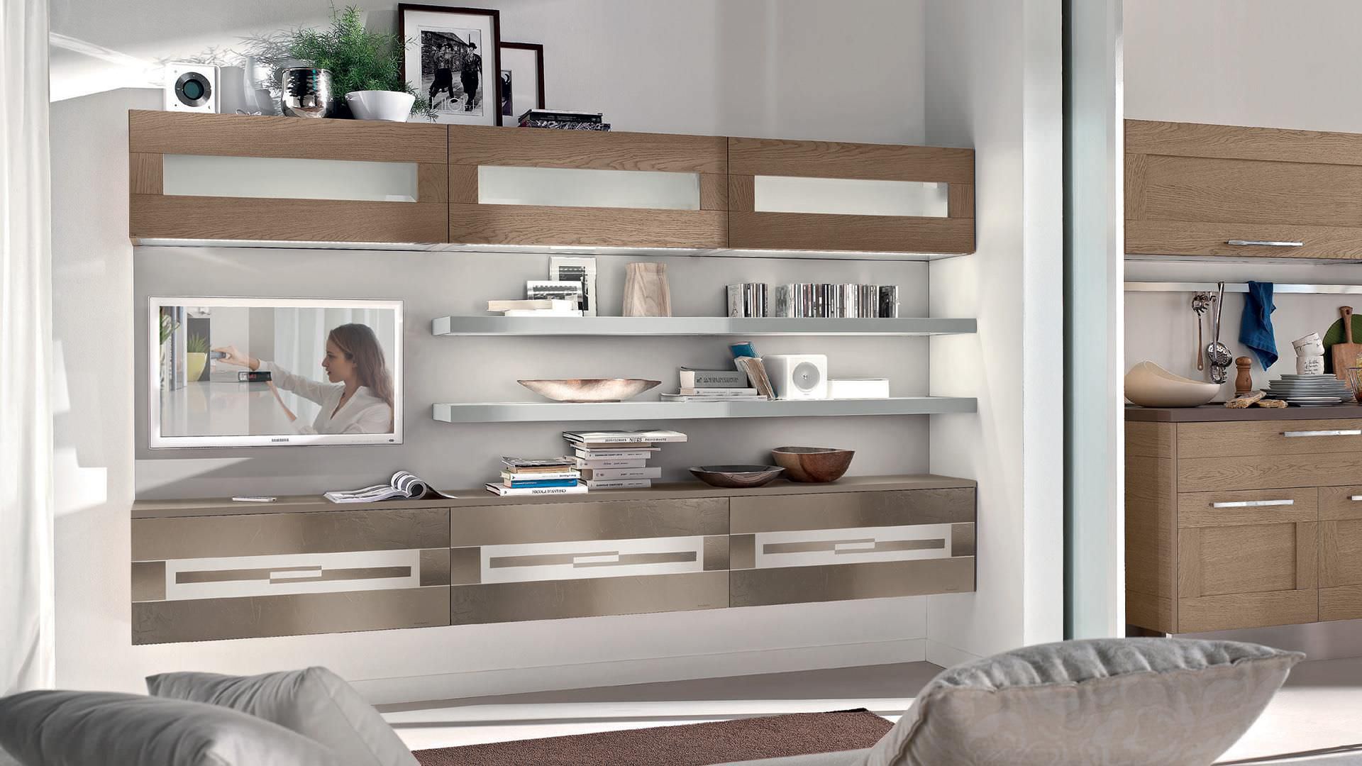 Moderne Wohnwand / lackiertes Holz - GALLERY - CUCINE LUBE - Videos Moderne Wohnwand / lackiertes Holz - GALLERY - CUCINE LUBE - Videos