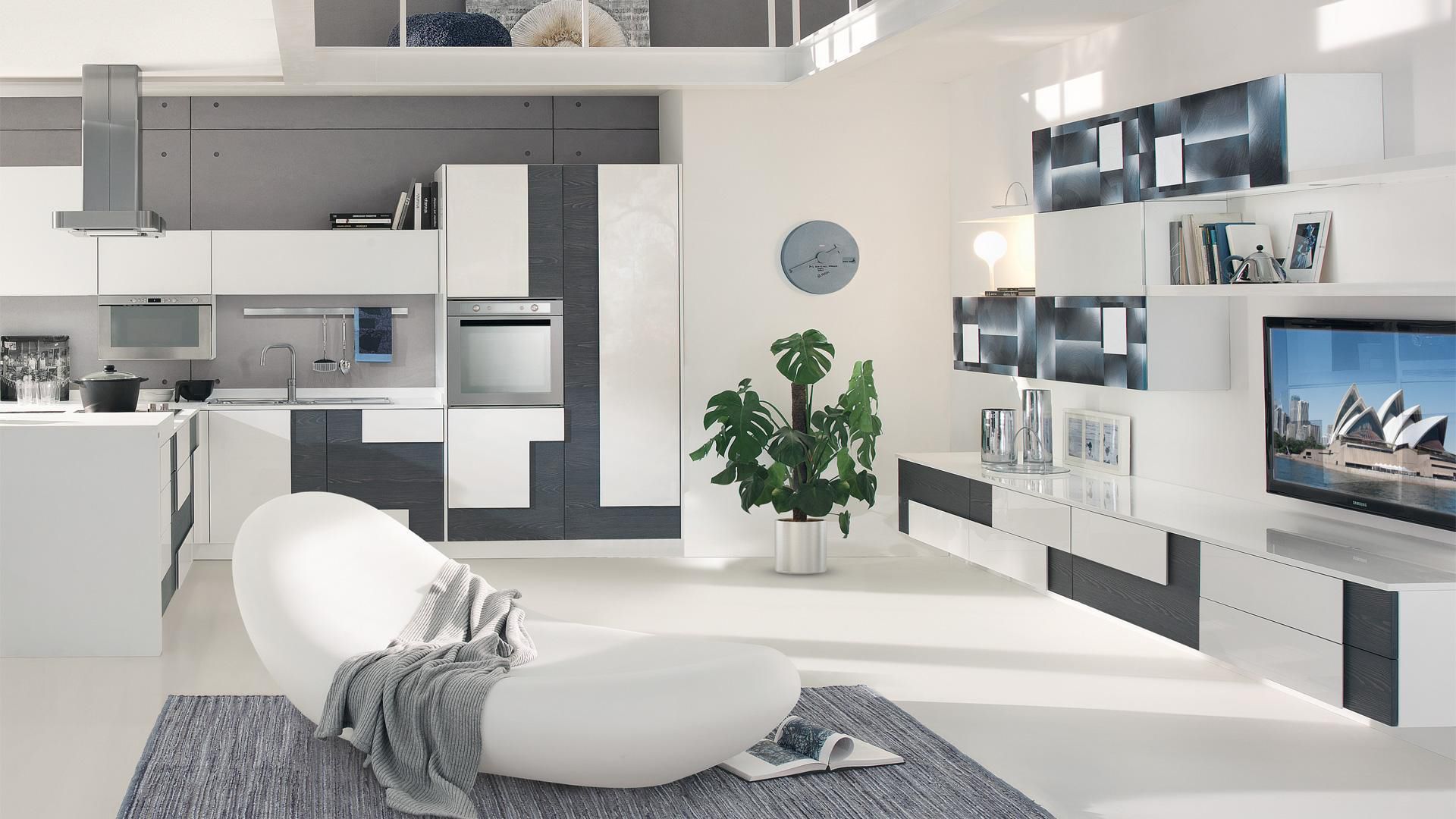 Moderne Wohnwand / Holz - CREATIVA - CUCINE LUBE - Videos Moderne Wohnwand / Holz - CREATIVA - CUCINE LUBE - Videos