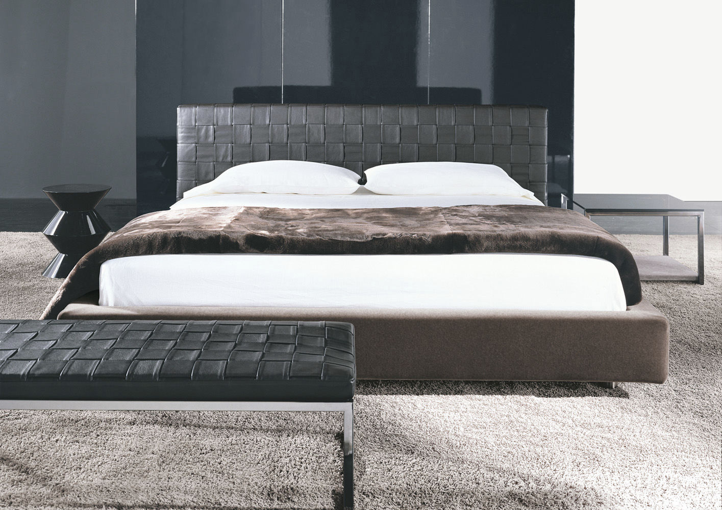 Doppelbett / standard / modern / leder bartlett by gordon ... Doppelbett mit lederkopfteil