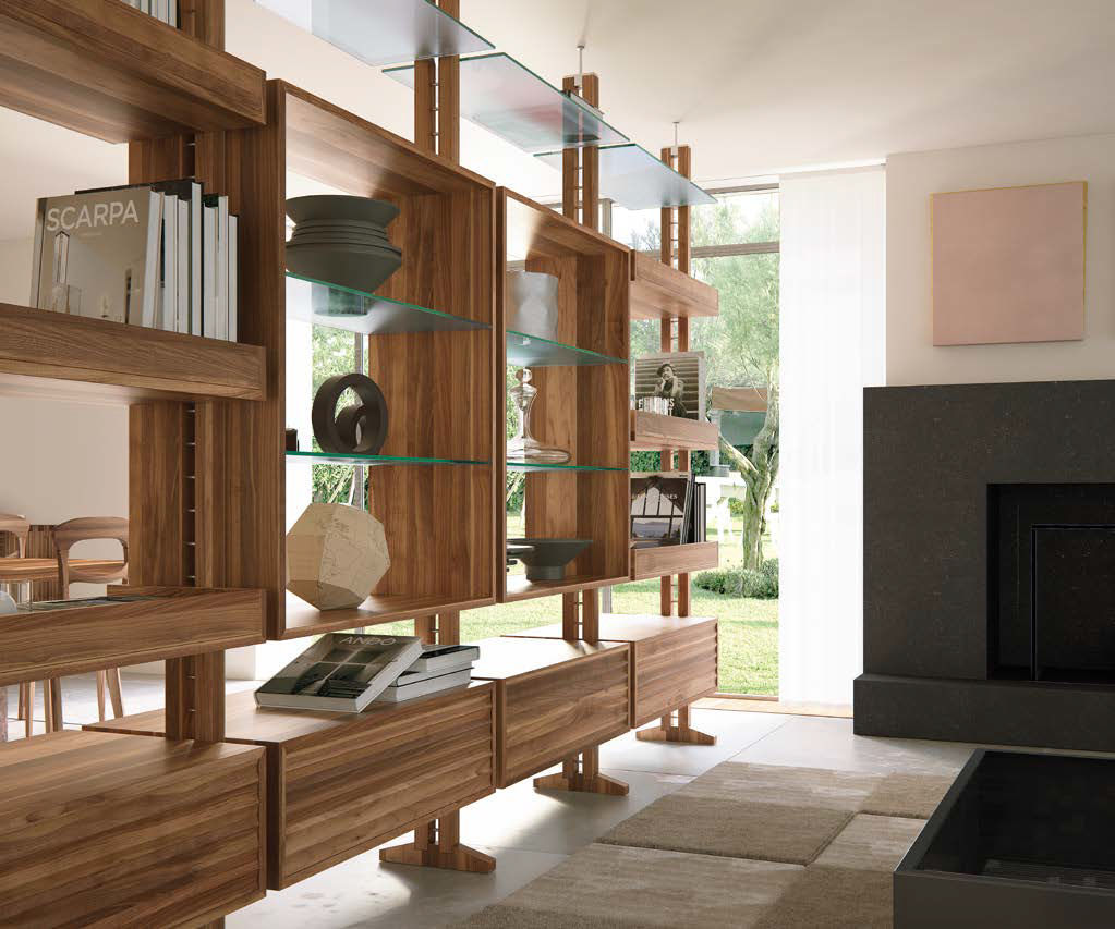 holz boden und decke modern interieur, decke/boden-regal / modern / holz / glas - e-110 - dale italia, Design ideen