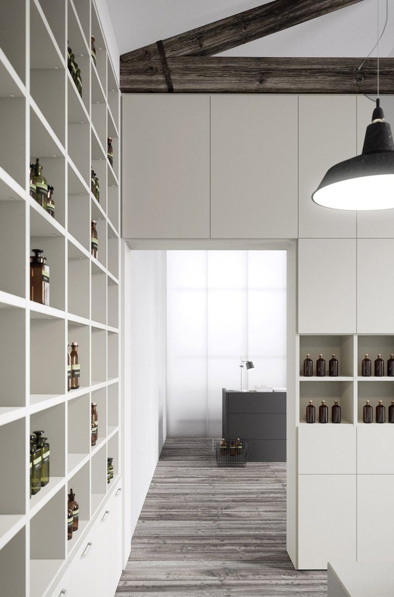 holz boden und decke modern interieur, decke/boden-regal / modern / lackiertes holz / mit stauraum - cinquanta3, Design ideen