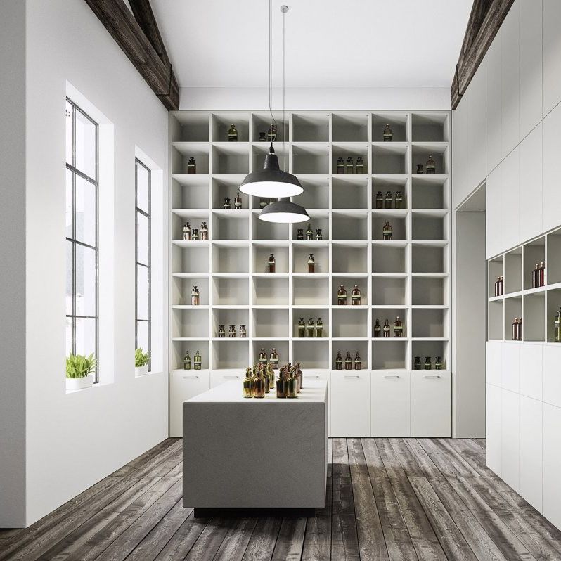 holz boden und decke modern interieur, decke/boden-regal / modern / lackiertes holz / mit stauraum - cinquanta3, Design ideen