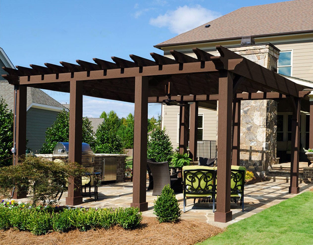 Selbsttragende Pergola ARMSTRONG Oakio Plastic Wood Building