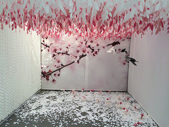 Abgehängte decke / aus papier / lamellen / dekor laser drop ...