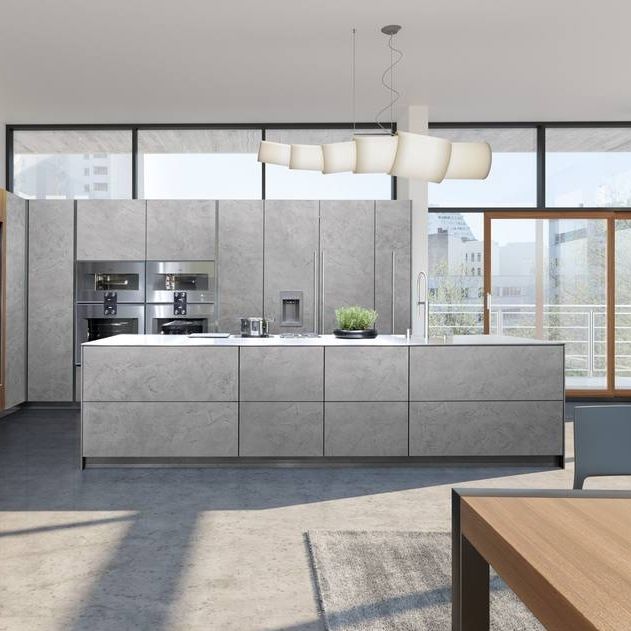 Moderne Küche / Beton / Holzfurnier / Kochinsel - MA SPATOLA - Allmilmö Moderne Küche / Beton / Holzfurnier / Kochinsel - MA SPATOLA - Allmilmö