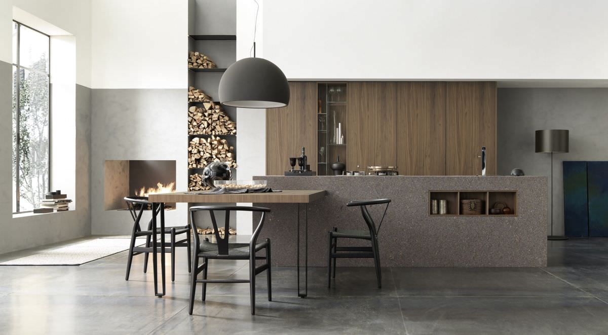 Moderne küche / aus stein / aus massivholz / holz m 26 profili ... Küche modern holz
