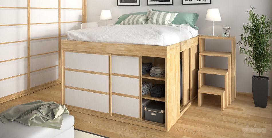 Doppelbett / modern / holz / integrierter stauraum impero cinius