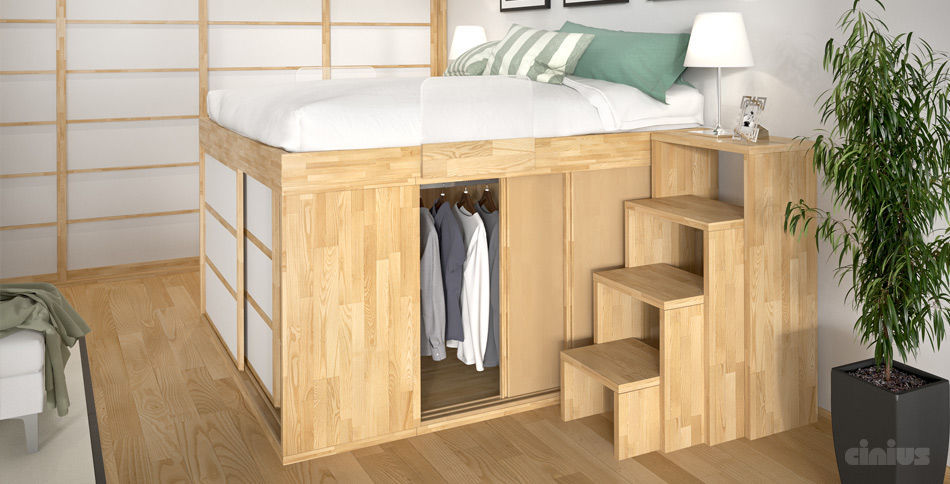 Doppelbett / modern / holz / integrierter stauraum impero cinius