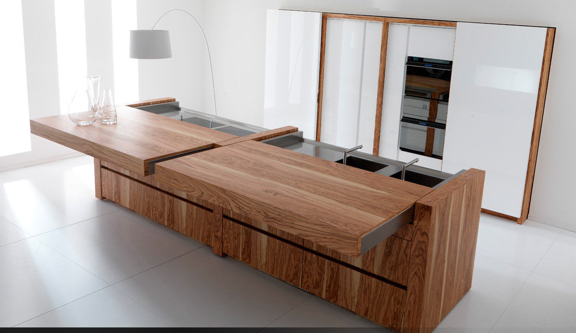 Moderne küche / holz / kochinsel / hochglanz essential toncelli