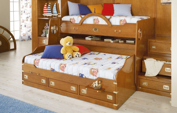 Etagenbett / marine stil / aus mahagoni / mit stauraum 244 ...