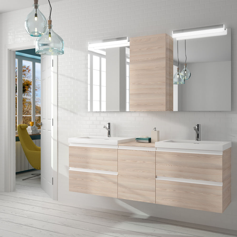 {Waschtischunterschrank modern
56} Doppelter Waschtischunterschrank / hängend / Holz / modern ... | {Waschtischunterschrank modern
56}
