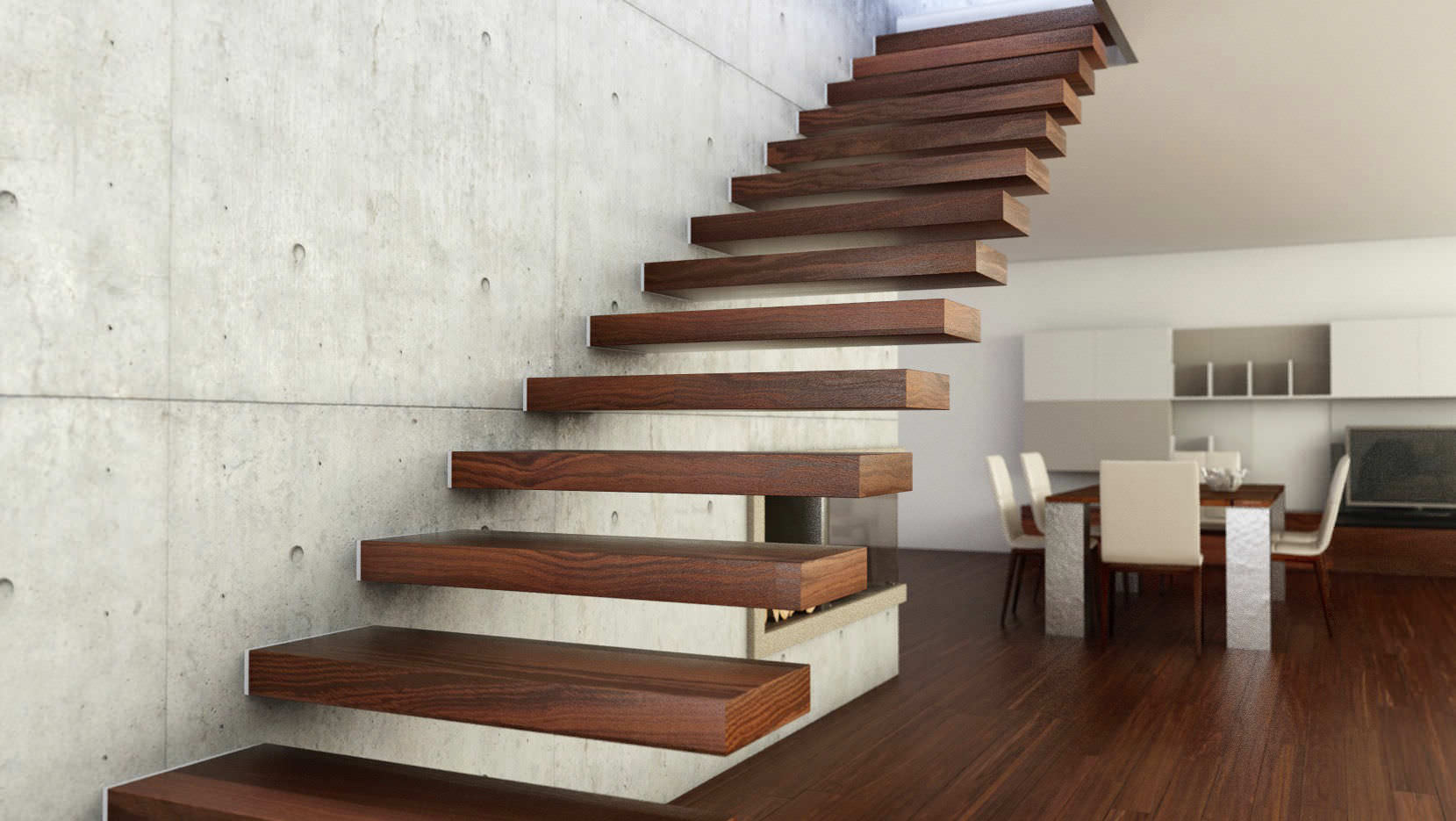 Gerade treppe / holzstufen / ohne setzstufe / modern 800 interbau