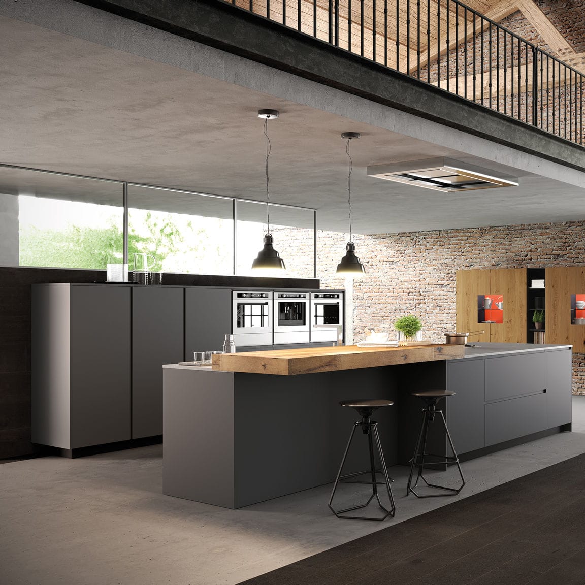 Moderne Küche CORTINA Biefbi Cucine aus lackiertem Holz Eisen