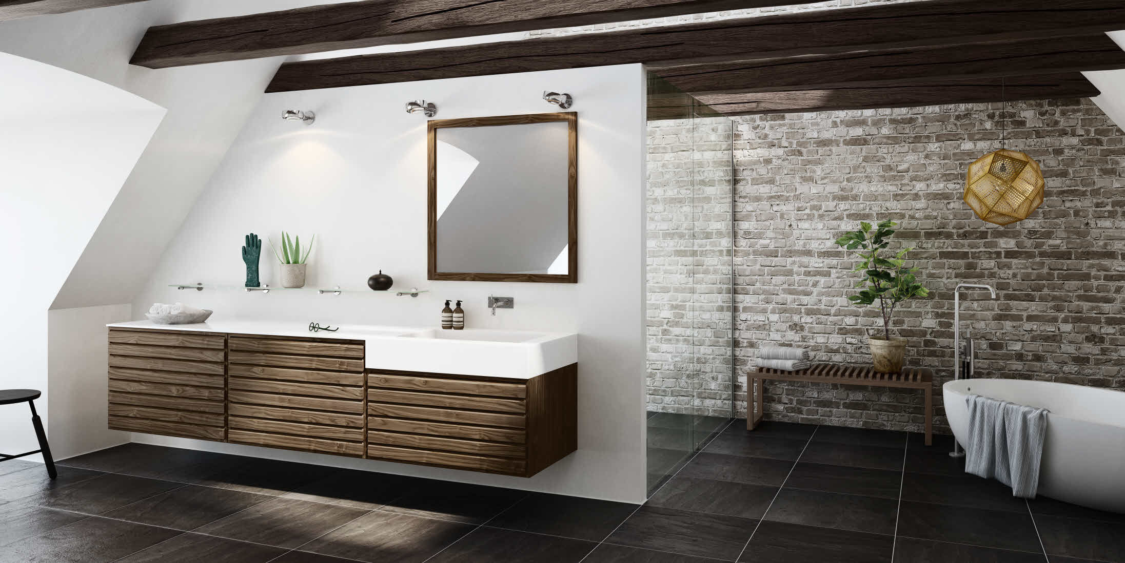 Modernes badezimmer holz uno form