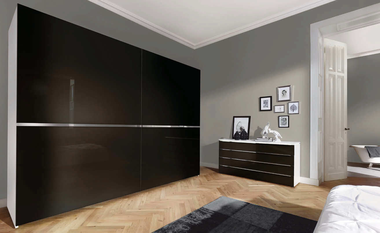 Moderner kleiderschrank / glas / lackiertes glas / schiebetüren ...