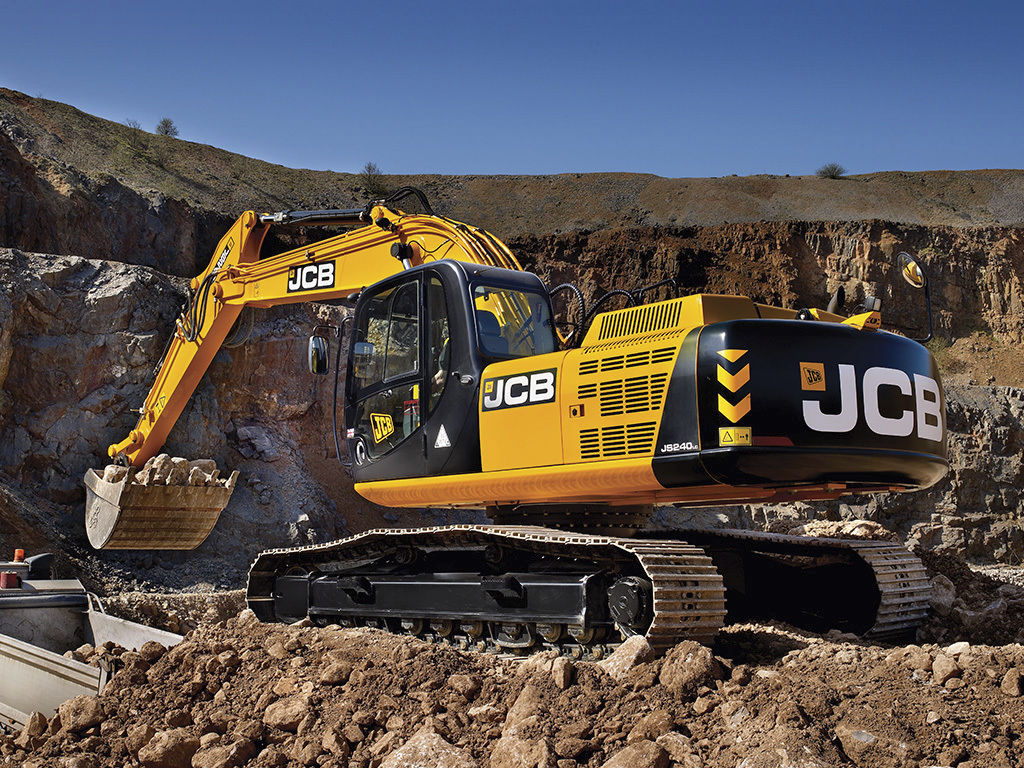 Großformatiger Bagger JS240 JCB Deutschland GmbH auf Raupen