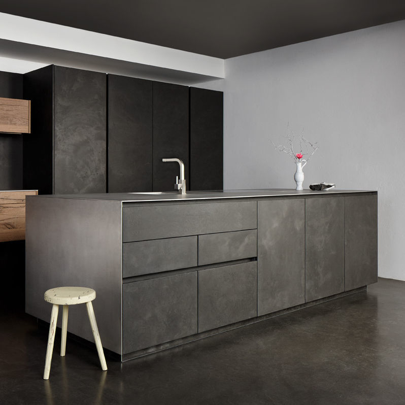 Moderne küche / aus beton / aus eiche / holzfurnier vintage ... Deko wohnzimmer weiss