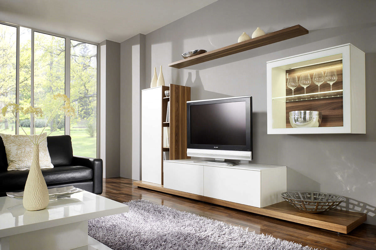 Moderne wohnwand / holz / lackiertes holz / modul altro ...