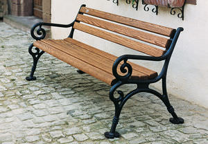 Parkbank / klassisch / Holz / aus Gusseisen