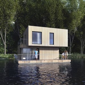 schwimmendes Haus / modern / Beton / Öko