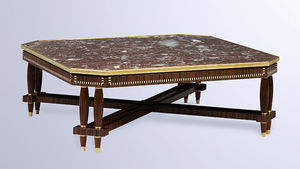 Stil-Couchtisch / aus Mahagoni / Marmor / quadratisch