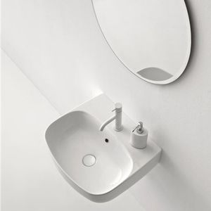 Wand-Waschbecken / oval / Keramik / modern