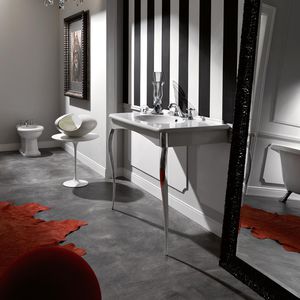freistehendes Waschbecken / rechteckig / Keramik / modern