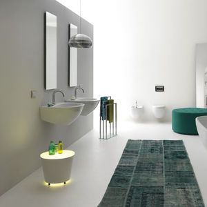 Wand-Waschbecken / Keramik / modern / mit verstellbarem Spiegel