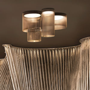 moderne Deckenleuchte / rund / Glas / Metall