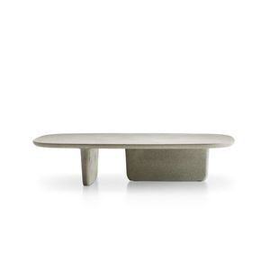 moderner Couchtisch / Edelstahl / Beton / Thermoplast