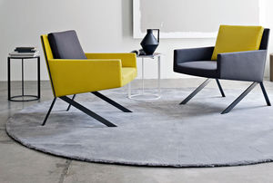 moderner Teppich / aus Neuseeland Wolle / uni / Rund