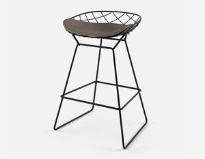 moderner Barhocker / Leder / Stahl / Stoff