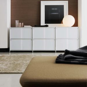 modernes Sideboard / aus Stahlblech / Aluminium / aus Methacrylat