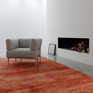 moderner Sessel / aus Aluminiumguss / Leder / Textil