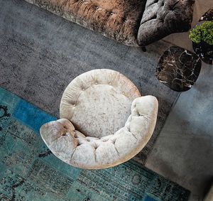 Crapaud-Sessel / klassisch / Leder / Textil