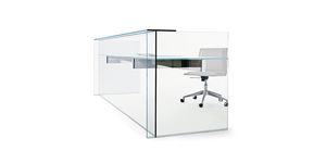 Empfangstheke aus Edelstahl / Glas