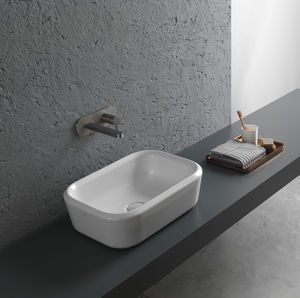 Aufsatzwaschbecken / rechteckig / Keramik / modern