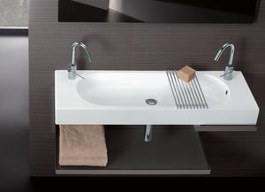 Wand-Waschbecken / rechteckig / Keramik / modern