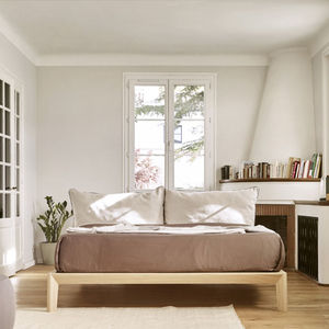 Doppelbett / modern / Kopfteil / aus Eiche