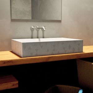 Aufsatzwaschbecken / rechteckig / Beton / modern