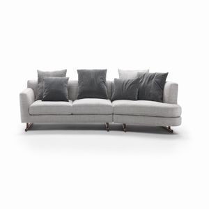 modulierbares Sofa / modern / Stoff / Leder