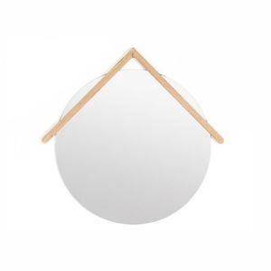 wandmontierter Spiegel / modern / rund / aus Eiche