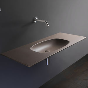 Wand-Waschbecken / rechteckig / Keramik / modern