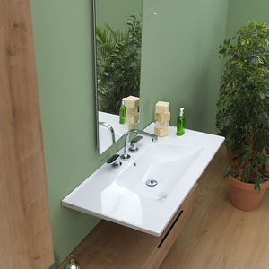 Wand-Waschbecken / rechteckig / Keramik / modern
