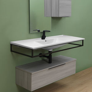 Wand-Waschbecken / rechteckig / Keramik / modern