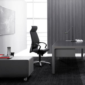 moderne Chefsessel / Leder / Holz / mit Rollen