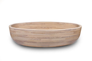 freistehende Badewanne / oval / Holz