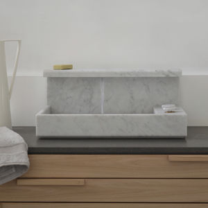 Aufsatzwaschbecken / rechteckig / aus Marmor / originelles Design