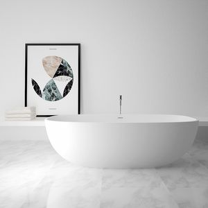 freistehende Badewanne / oval / Mineralwerkstoff / aus Acrylharz