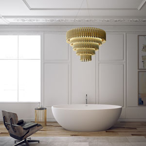 freistehende Badewanne / oval / Mineralwerkstoff / aus Acrylharz